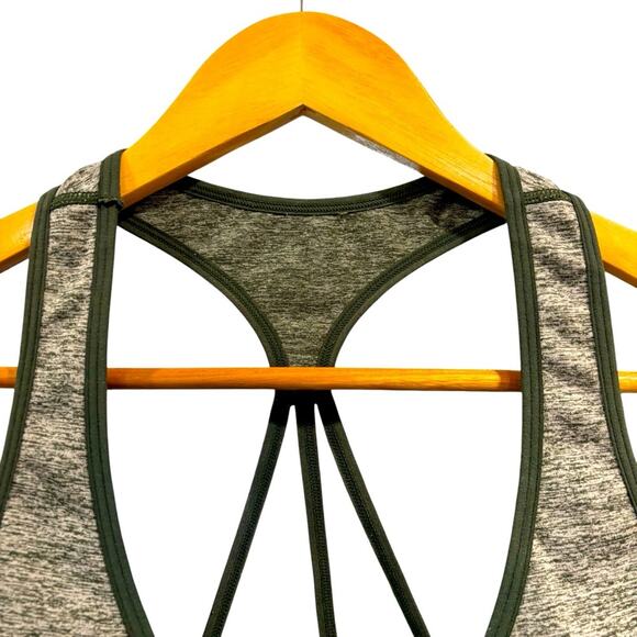 PINK Sport Victoria Secret Heather Gray and Green Strappy Sports Bra, Sz Medium - Picture 4 of 9